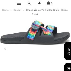 Chaco Womens Chillos Slide Sandals sz 10 black tie dye rainbow shoes like new